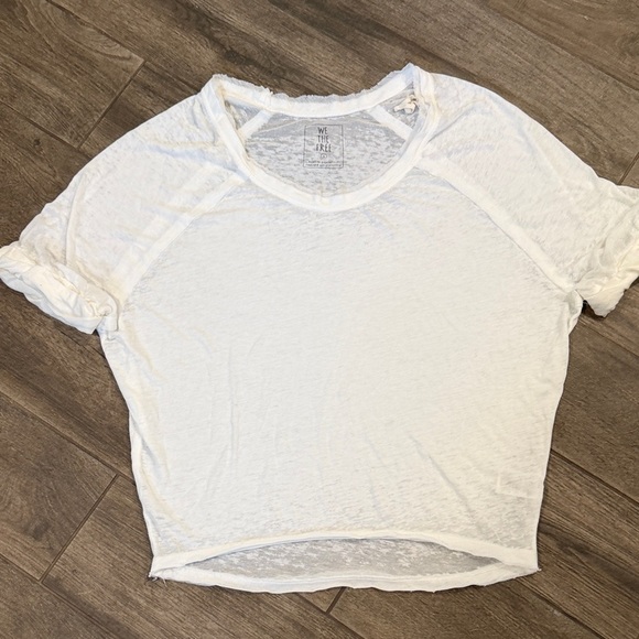 We The Free Ivory Short Sleeve Raw Hem Oversized Moonlight Tee - Picture 2 of 4
